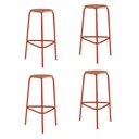 Ver imagem 1 de Kit 4 Banquetas para Cozinha com Base de Aço Cumbuca Vermelho/Marrome