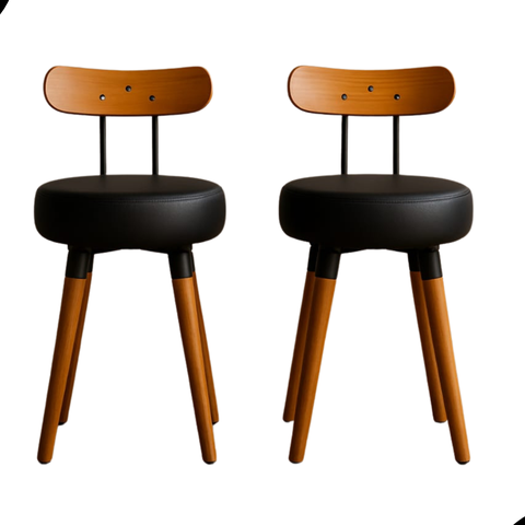 Banqueta Baixa 2un Encosto Ergonomico P/ Cozinhas Pé Palito Bancos Ilhas Bancadas Madeira