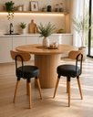 Ver imagem 1 de Banqueta Baixa 2un Encosto Ergonomico p/ Cozinhas Pé Palito Bancos Ilhas Bancadas Madeira
