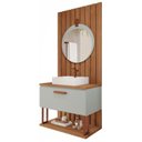 Ver imagem 2 de Gabinete Suspenso com Cuba, Painel Ripado e Espelheira 80cm Mari Espresso Móveis