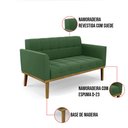 Ver imagem 6 de Namoradeira com Poltrona Base de Madeira Castanho Elisa Suede D03 - D’Rossi Verde