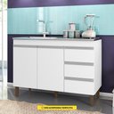 Ver imagem 2 de Balcão Gabinete para Pia Karen 119cm sem Tampo 2 Portas Branco - Abmaza Peternella