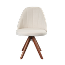 Ver imagem 3 de Cadeira Mariana com Base Giratória de Madeira Maciça Tecido Linho Bege