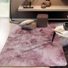 Tapete Felpudo Peludo Luxo Sala e Quarto Retangular Antiderrapante 2,00m Rosê Mesclado - 1