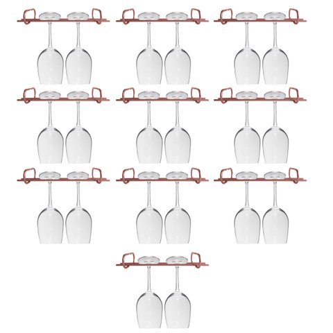Kit 10 Organizadores Suspensos Para Taças 25cm Suportes Porta Taças Retos Rose Gold