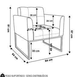 Poltrona Base Industrial Preto Kit 2 Ana Sintético Pu Preto - Ibiza - 4