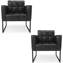 Poltrona Base Industrial Preto Kit 2 Ana Sintético Pu Preto - Ibiza - 1