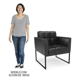 Poltrona Base Industrial Preto Kit 2 Ana Sintético Pu Preto - Ibiza - 5