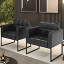 Ver imagem 2 de Poltrona Base Industrial Preto Kit 2 Ana Sintético Pu Preto - Ibiza