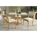 Ver imagem 1 de Conjunto Sala de Jantar Elma Premium Madeira Maciça C/ Tampo Madeirado C/ Vidro 120x80cm e 4