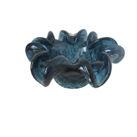 Vaso Tipo Murano de Vidro Azul 15 X 18 cm Casa Del Grande