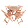 Conjunto Mesa Dobrável 70x70 com 4 Cadeiras em Madeira Maciça - Cru - Bege - 6