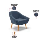 Ver imagem 6 de Kit 01 Namoradeira 02 Lugares e 02 Poltronas Giovana Suede Azul Marinho Pés Palito Castanho - D'