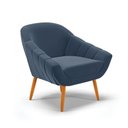 Ver imagem 4 de Kit 01 Namoradeira 02 Lugares e 02 Poltronas Giovana Suede Azul Marinho Pés Palito Castanho - D'