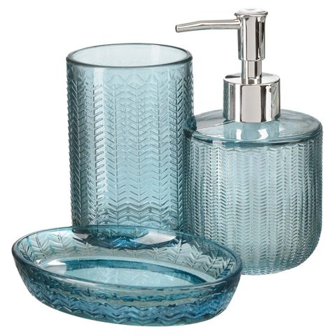 Kit Lavabo Banheiro Vidro Dispenser Líquido Saboneteira Pia