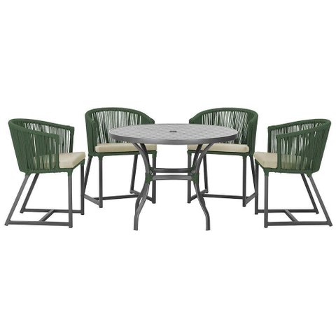 Mesa com 4 Cadeiras e Noronha Estofado 7 Trama Original Verde