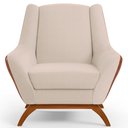 Ver imagem 3 de Poltrona Decorativa Base em Madeira Juliet D02 Courissímo Camel B-14 Linho Bege C-107 - Lyam Decor
