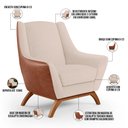 Ver imagem 4 de Poltrona Decorativa Base em Madeira Juliet D02 Courissímo Camel B-14 Linho Bege C-107 - Lyam Decor