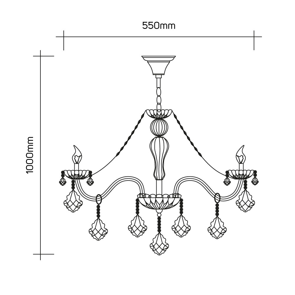 Lustre Pendente Candelabro France Nice 3 lâmpadas E14 Bivolt Transparente 110V/220V - 4