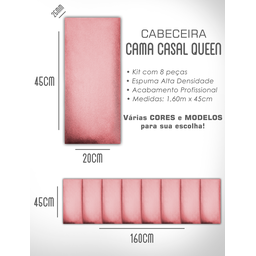 Cabeceira de Cama Box Solteiro Casal Queen King Estofada Modular 45x20cm - 6