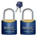 Ver imagem 1 de Cadeado Pequeno 20mm Haste Curta Latão Maciço Azul com Chave | Papaiz | Kit 02 Un