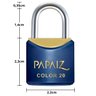 Cadeado Pequeno 20mm Haste Curta Latão Maciço Azul com Chave | Papaiz | Kit 02 Un - 2