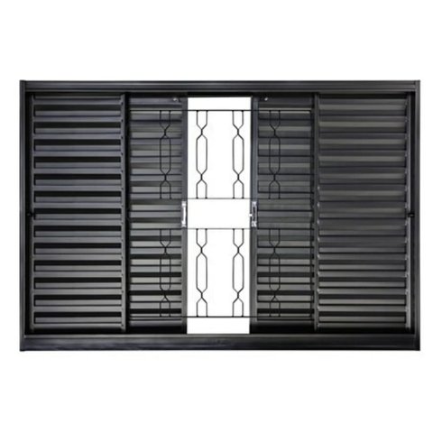 Janela Veneziana 4f 100x100 Req. 7cm sem Vidro Gd Elo Corrente