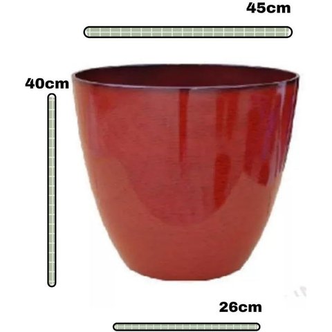 Vaso para Plantas Grande Decorativo Sala Jardim Alto Brilho e Leve (liso/vermelho)