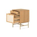 Ver mais imagens de Mesa de Cabeceira Maya 3 Gavetas 100% MDF 43 cm X 40 cm Tauari/Dourado - Telinha Rattan