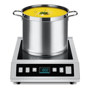 Amzchef Fogão de Indução Portátil Profissional 1800w com Tela Lcd, Prata