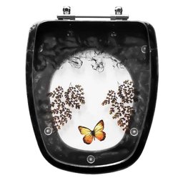 Assento Sanitário Decorado Monte Carlo Preto para Bacia Deca - 1