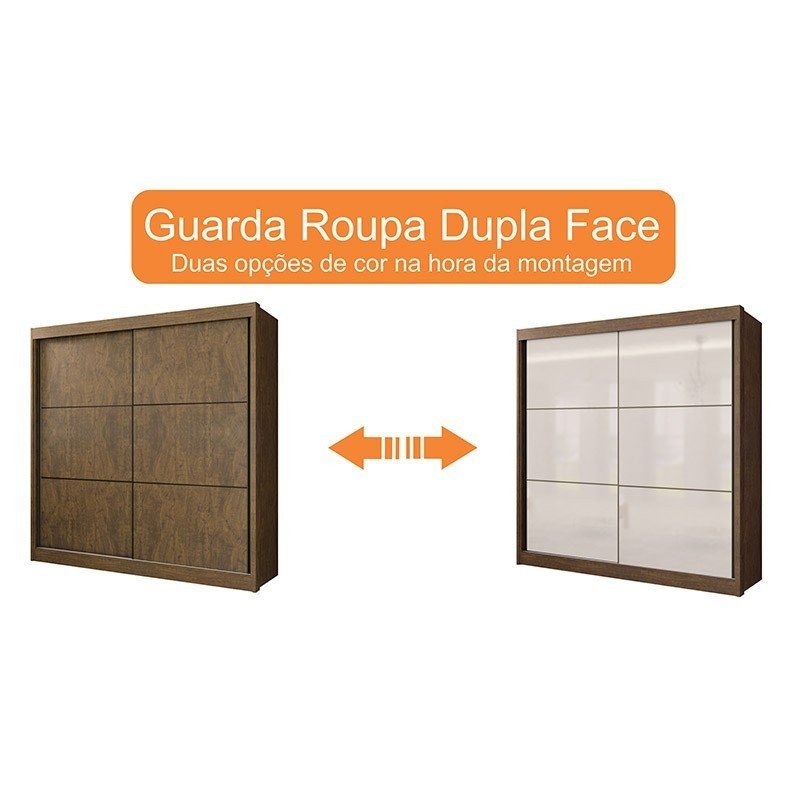 Guarda-Roupa Casal 2 Portas de Correr 6 Gavetas Cancun D'Doro - Ypê - 2