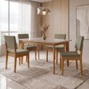 Ver imagem 1 de Conjunto Sala de Jantar Siera 4 Lugares Vidro Retangular Madeira Maciça Miami
