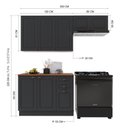 Ver imagem 3 de Cozinha Modulada 3 Peças Balcão com Tampo Armário Aéreo 100% MDF com Rodapé Bari Chumbo