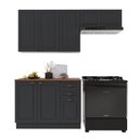 Ver imagem 2 de Cozinha Modulada 3 Peças Balcão com Tampo Armário Aéreo 100% MDF com Rodapé Bari Chumbo