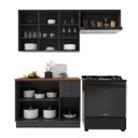 Ver imagem 4 de Cozinha Modulada 3 Peças Balcão com Tampo Armário Aéreo 100% MDF com Rodapé Bari Chumbo