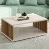 Mesa de Centro Retangular para Sala de Estar 90cm Luxe L06 Nogueira/Off White - Mpozenato - 2