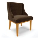 Ver imagem 1 de Cadeira de Jantar Liz Suede Marrom Base Fixa Madeira Castanho - D’Rossi