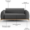 Ver imagem 3 de Sofá 210cm 3 Lugares Base Gold Molino D06 Linho C-416 Cinza Escuro - Mpozenato