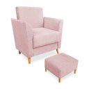 Ver imagem 1 de Poltrona de Amamentação com Puff Flavia Suede Rosa Bebê - Pallazio