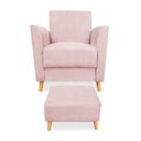 Ver imagem 3 de Poltrona de Amamentação com Puff Flavia Suede Rosa Bebê - Pallazio