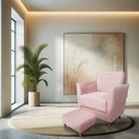 Ver imagem 2 de Poltrona de Amamentação com Puff Flavia Suede Rosa Bebê - Pallazio