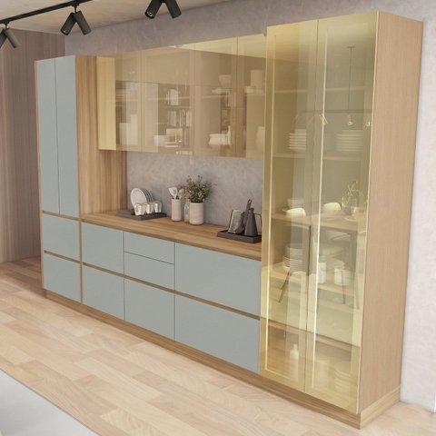 Cozinha Rainha 6 Peças 10 Portas Cristaleira com Rodapé Reflecta 100% MDF