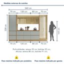 Ver imagem 3 de Cozinha Rainha 6 Peças 10 Portas Cristaleira com Rodapé Reflecta 100% MDF