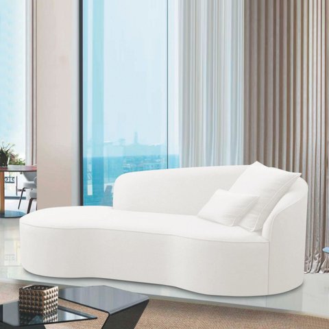 Divã Recamier Curvo Sala de Estar Recepção Inglaterra 250cm Lado Esquerdo Bouclé