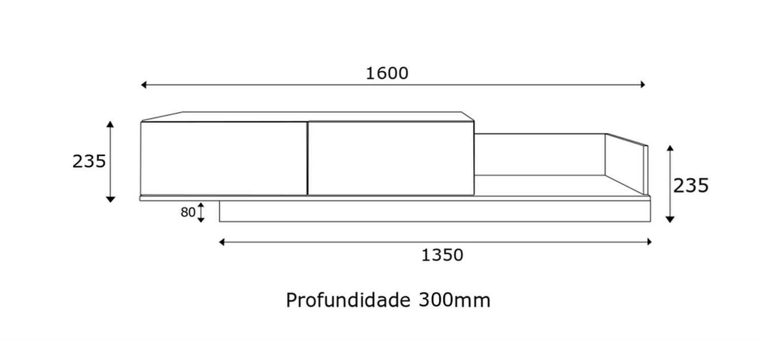 Rack Br104 1,60 2 Portas Preto/madeirado Estilare Móveis 010401040203 - 4