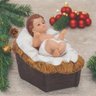 Escultura Menino Jesus na Manjedoura Peca de Presepio 9cm - 2