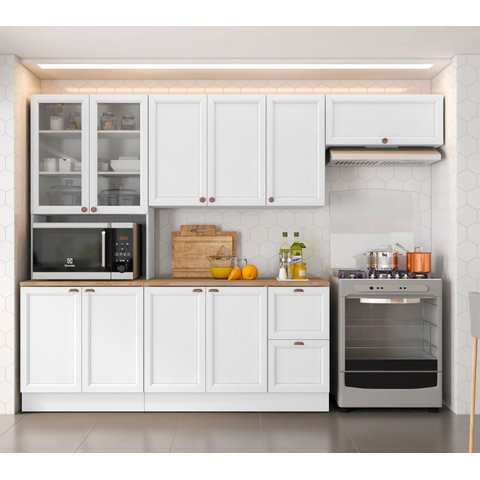 Cozinha Clássica Modulada com Nicho 5 Peças 270cm Unna Poliman Móveis