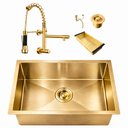 Ver imagem 1 de Kit Cuba Gourmet Cozinha 50x40 Inox 304 com Torneira 2 Saídas Misturador Brinovar