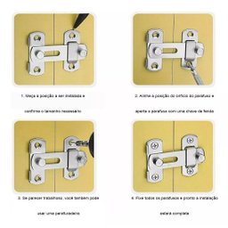 Trava 10cm Tranca de Porta Aço Inox Trinco Tarjeta Ferrolho - 7